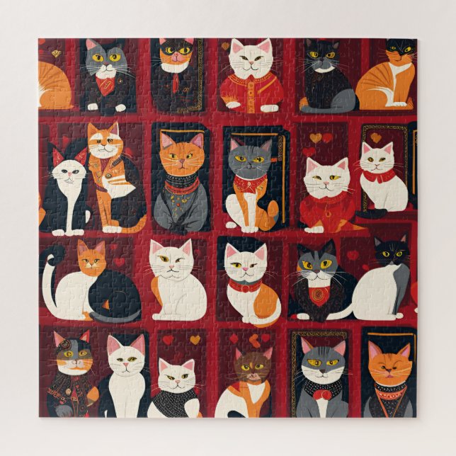 patchwork cats AI art quebra-cabeça (Vertical)