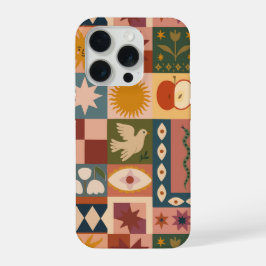 Patchwork celestial boêmica com símbolos místicos