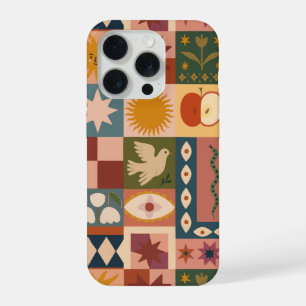 Patchwork celestial boêmica com símbolos místicos
