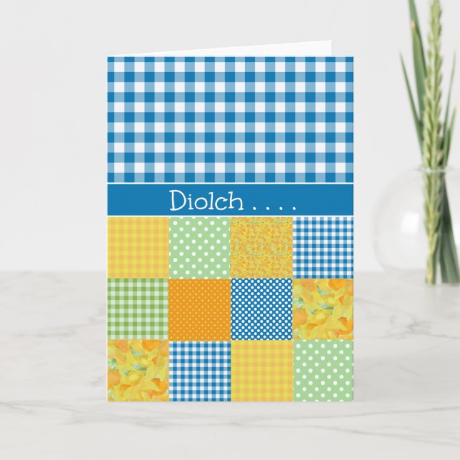 Patchwork, Gingham Cartões de agradecimentos: Saud (Frente)