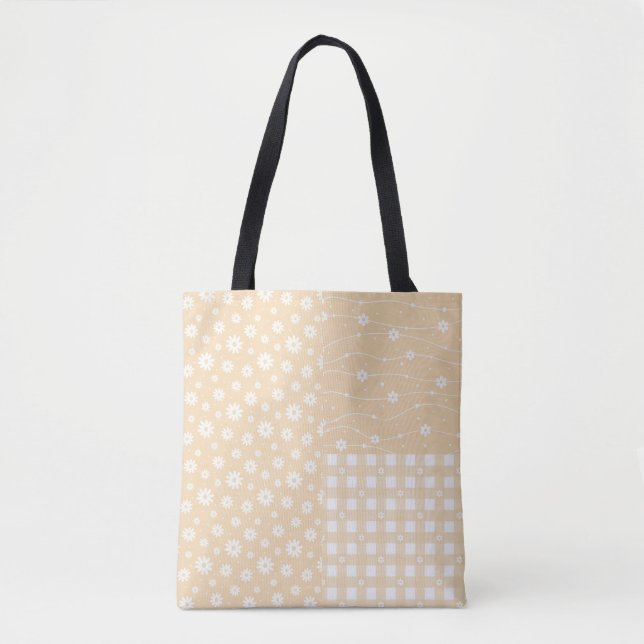 Patchwork Primavera Pastel Yellow Pattern Tote Bag (Frente)