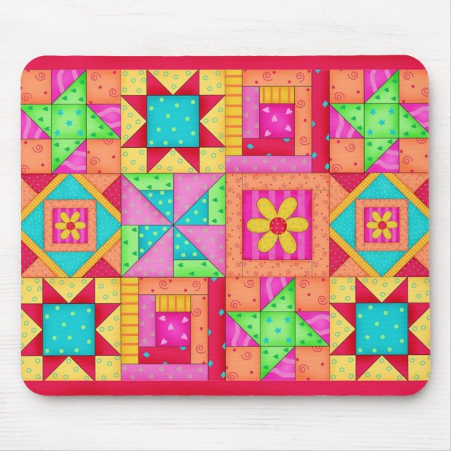 Patchwork Quilt Bloqueia o Mousepad (Frente)