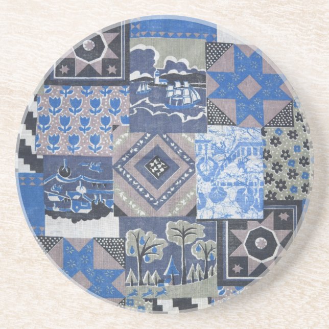 Patchwork Quilt Sandstone Porta copos (Frente)