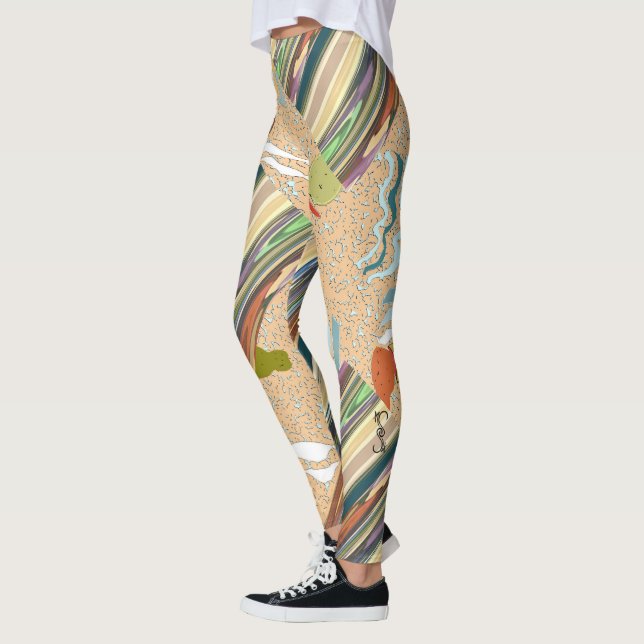 Patchy Stripes Green Party Leggings (Esquerda)
