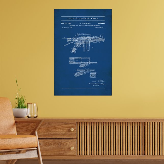 Patente dos EUA - Colt Automatic Rifle Poster (Sala de Estar 2)