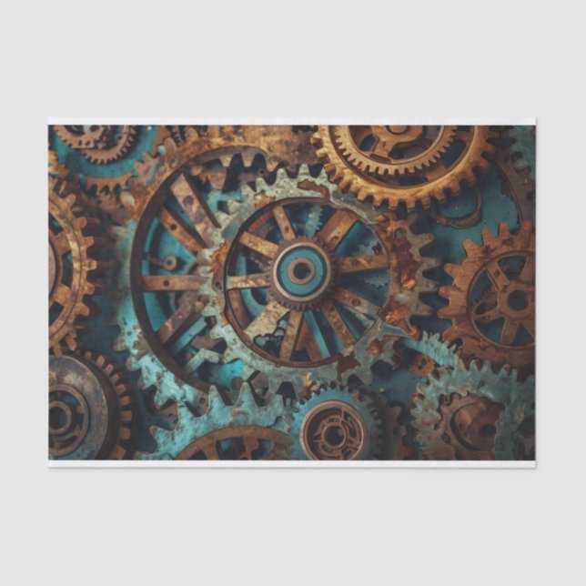 Patina Rusty Gears - Papel de Decoupage (Frente )