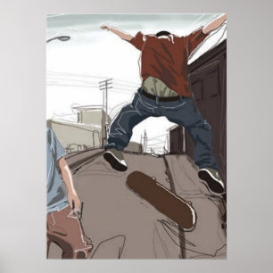 Patinadores no poster da rua
