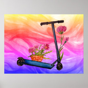 Patinete de Verão - Arte Floral Poster
