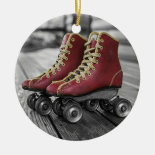 Patins de Roda Vermelhos Vintage Enfeite de Natal