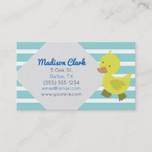 Pato amarelo bonito com os cartões de visitas das