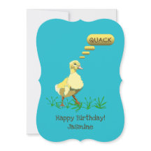 Pato Amarelo Dizendo Cartão de Aniversário Quack H