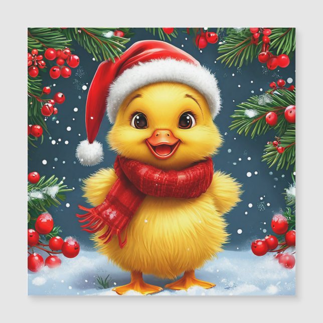 Pato Amarelo Festivo com Chapéu de Papai Noel (Frente)