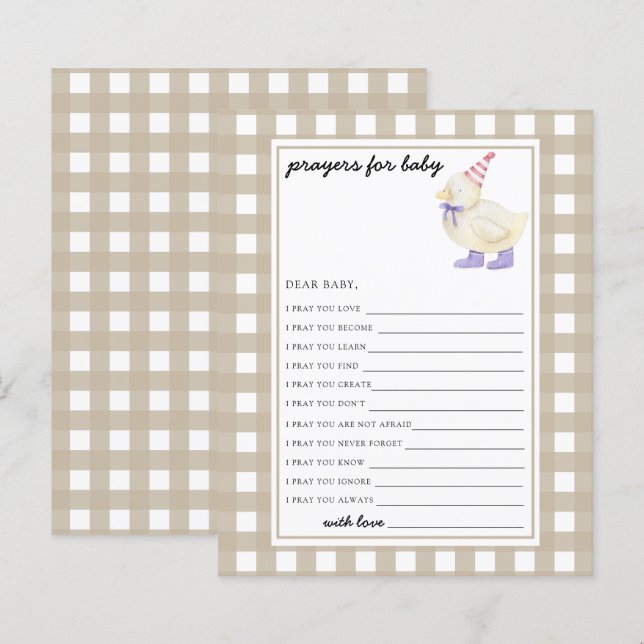 Pato bonito - Jogo de festa | oração pelo bebê (Frente/Verso)