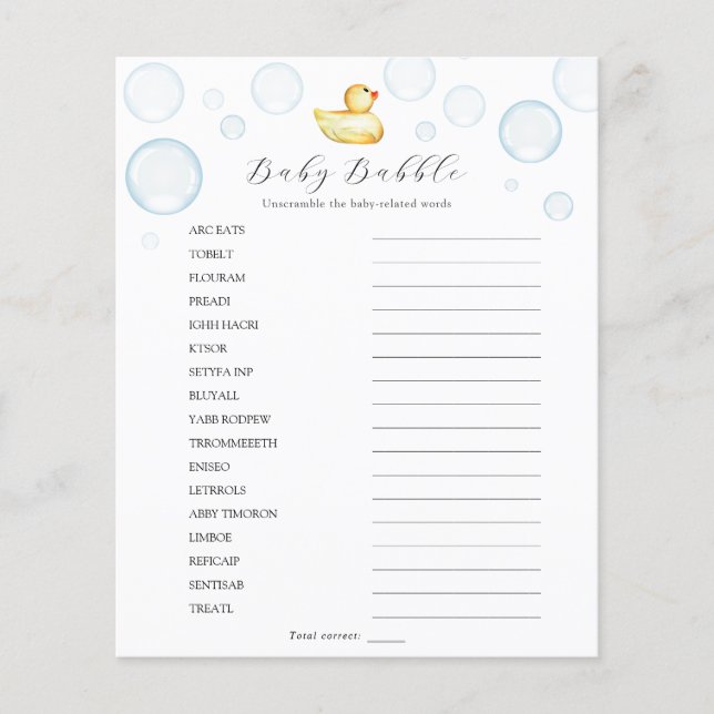 Pato de borracha Babble Scramble (Frente)