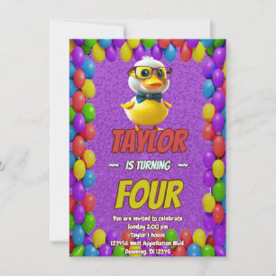 Pato de Borracha Fofo Convite de Aniversário Perso