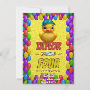 Pato de Borracha Fofo Convite de Aniversário Perso