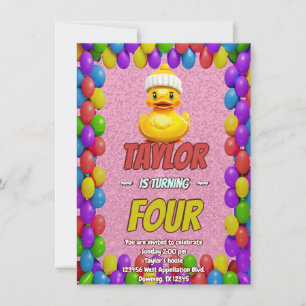 Pato de Borracha Fofo Convite de Aniversário Perso