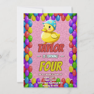 Pato de Borracha Fofo Convite de Aniversário Perso