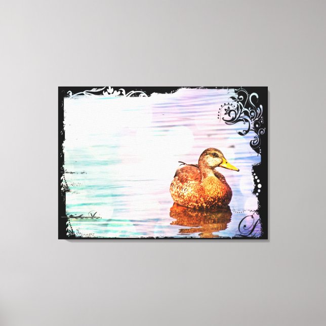 Pato na Canvas de Cartões Postais de Águas Pastel (Frente)