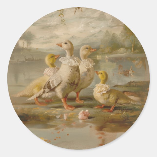 Patos - Adesivos redondos para artigos de papelari (Frente)