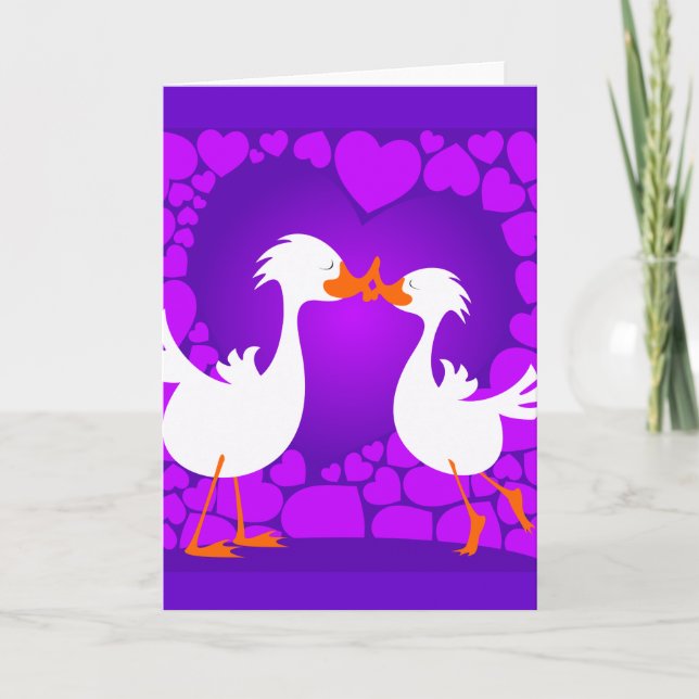 Patos se beijando, cartão de saudação (Frente)