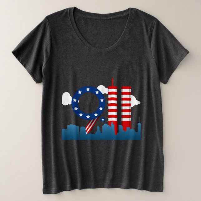 Patriot 9-11 Day Plus Tamanho T-Shirt (Frente do Design)