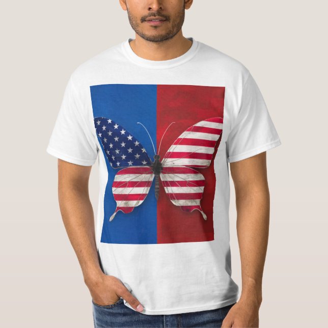 "Patriotic Butterfly" - a t-shirt design featuring (Frente)