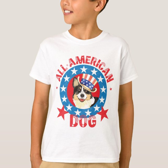 Patriotic Cardigan Welsh Corgi T-Shirt (Frente)