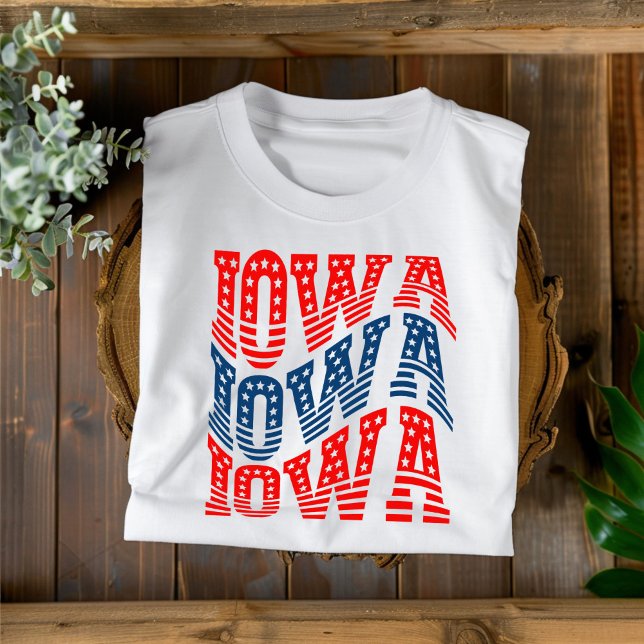 Patriotic Iowa Red e Blue Boho T-Shirt (Criador carregado)