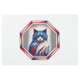 Patriotic Red White & Blue Cat In Frame