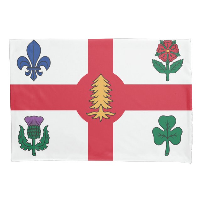 Patriotic Single Pillowcase with flag of Montreal (Frente)