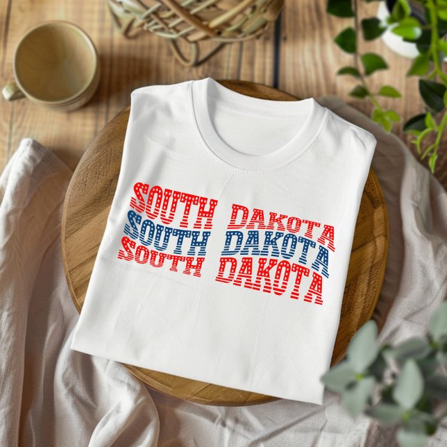 Patriotic South Dakota Red and Blue Boho T-Shirt (Criador carregado)