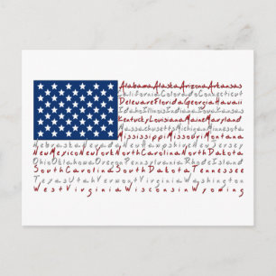 Patriotic USA Flag, todos os 50 Estados Cartão Pos