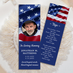 Patriótica USA Flag Foto Memorial Prayer Bookmark
