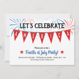 Patriótico 4 de julho de Cartão Plano Convite de f