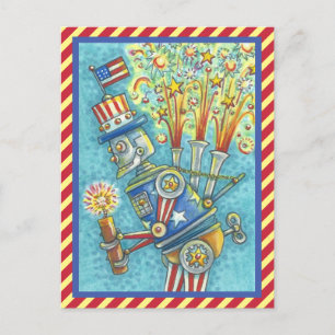 PATRIÓTICO CARTÃO POSTAL DO ROBÔ DE FOGOS DE JU