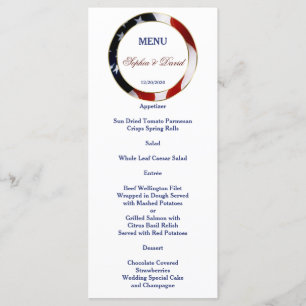 Patriótico, Elegante EUA Bandeira Dourada Menu Cas