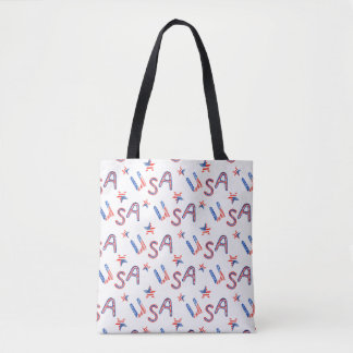 Patriótico EUA temia Tote Bag com Alças Negras