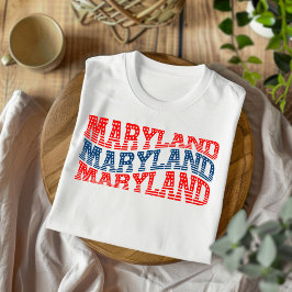 Patriótico Maryland Red e Blue Boho T-Shirt