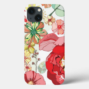 Pattern with red flowers