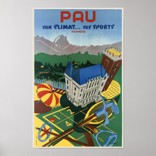 Pau son climat... usa o Poster vintage esportivo d