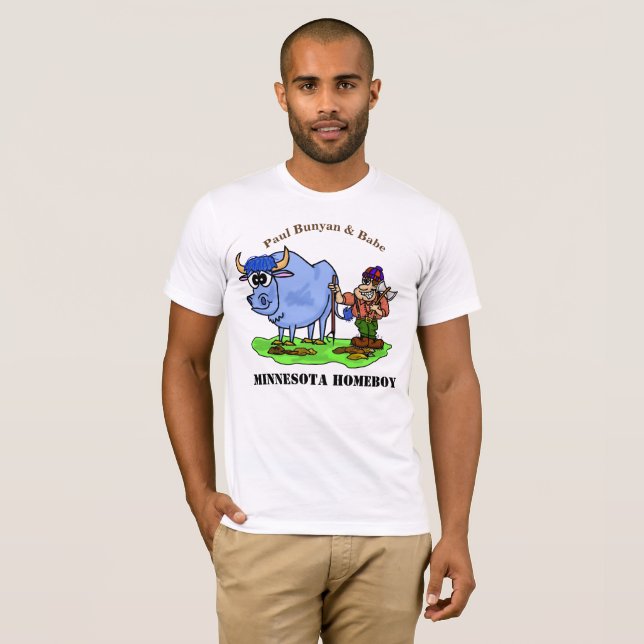Paul Bunyan e Babe Minnesota - T-shirt Ficar em ca (Frente Completa)