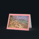 Paul McGehee "The Beach at Waikiki" Cartão de Nata<br><div class="desc">Mele Kalikimaka! Um cartão de saudação de Natal havaiano do artista vencedor do prêmio Paul McGehee. As ilhas havaianas do Pacífico azul... um paraíso cheio de sol, brisas de abóbora perfumadas com flores tropicais, palmeiras balançando e surf rolante. Na ilha de Oahu está a bela praia de Waikiki, um trecho...</div>