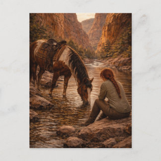 Pausa Revigorante | Arte de Cavalo | Cartão Postal