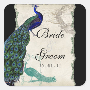Pavão 5 do vintage - selo ou etiqueta do casament