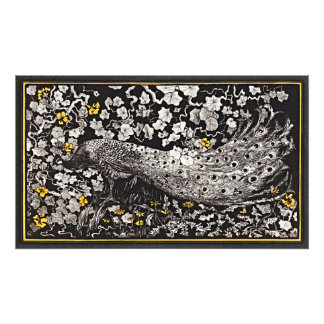 Pavão Art Nouveau - Impressão de Foto Floral Vinta