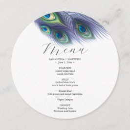 Pavão de Aquarela do Menu Casamento