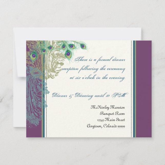 Pavão do vintage, convite da recepção das penas (Frente)