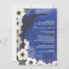 Pavão e Flores de Anêmona Bat Mitzvah Convite