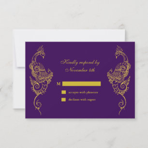 Pavão elegante de Mehndi que Wedding RSVP - roxo